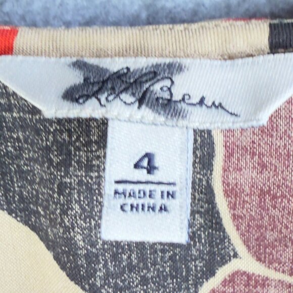 LL BEAN  Diag. Stripe Deer Wrap Midi Dress  Abstract Animal Print, Tie‑Waist, 4 - Picture 3 of 6